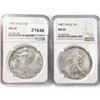 Image 1 : (2) 1987 American 1oz Silver Eagles NGC MS69