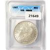 Image 1 : 1887 Morgan Silver Dollar ICG MS65