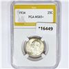 1934 Washington Silver Quarter PGA MS65+