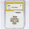 1866 Nickel Three Cent PGA MS66+
