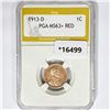 Image 1 : 1913-D Wheat Cent PGA MS63+ RED