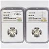 Image 1 : 1942-D Set (2) Mercury Silver Dime NGC MS66 FB