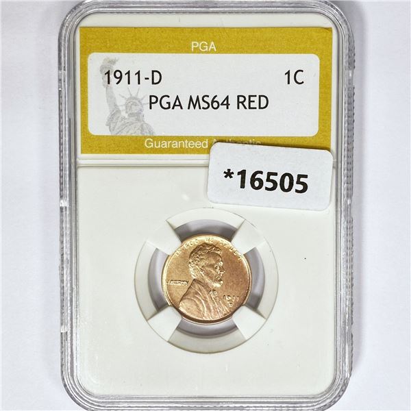 1911-D Wheat Cent PGA MS64 RED