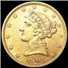 Image 1 : 1901-S $5 Gold Half Eagle UNCIRCULATED