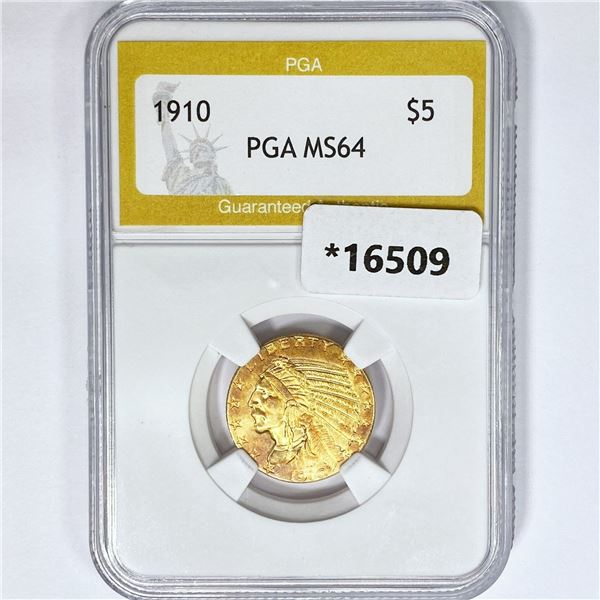 1910 $5 Gold Half Eagle PGA MS64