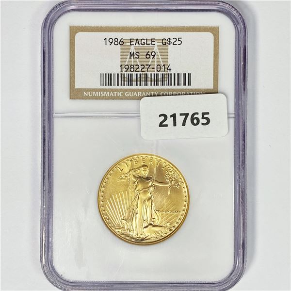 1986 $25 1/2oz American Gold Eagle NGC MS69