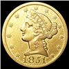 Image 1 : 1851 $5 Gold Half Eagle NICELY CIRCULATED