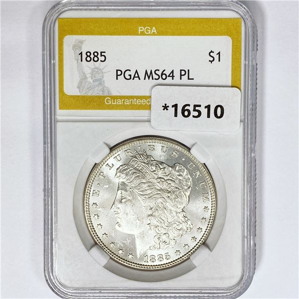 1885 Morgan Silver Dollar PGA MS64 PL