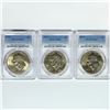 Image 1 : 1974 Set (3) Eisenhower Silver Dollars PCGS MS65