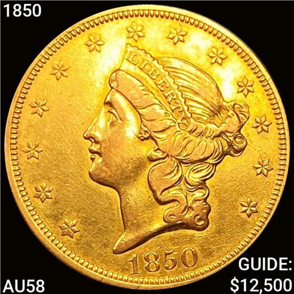 1850 $20 Gold Double Eagle CHOICE AU