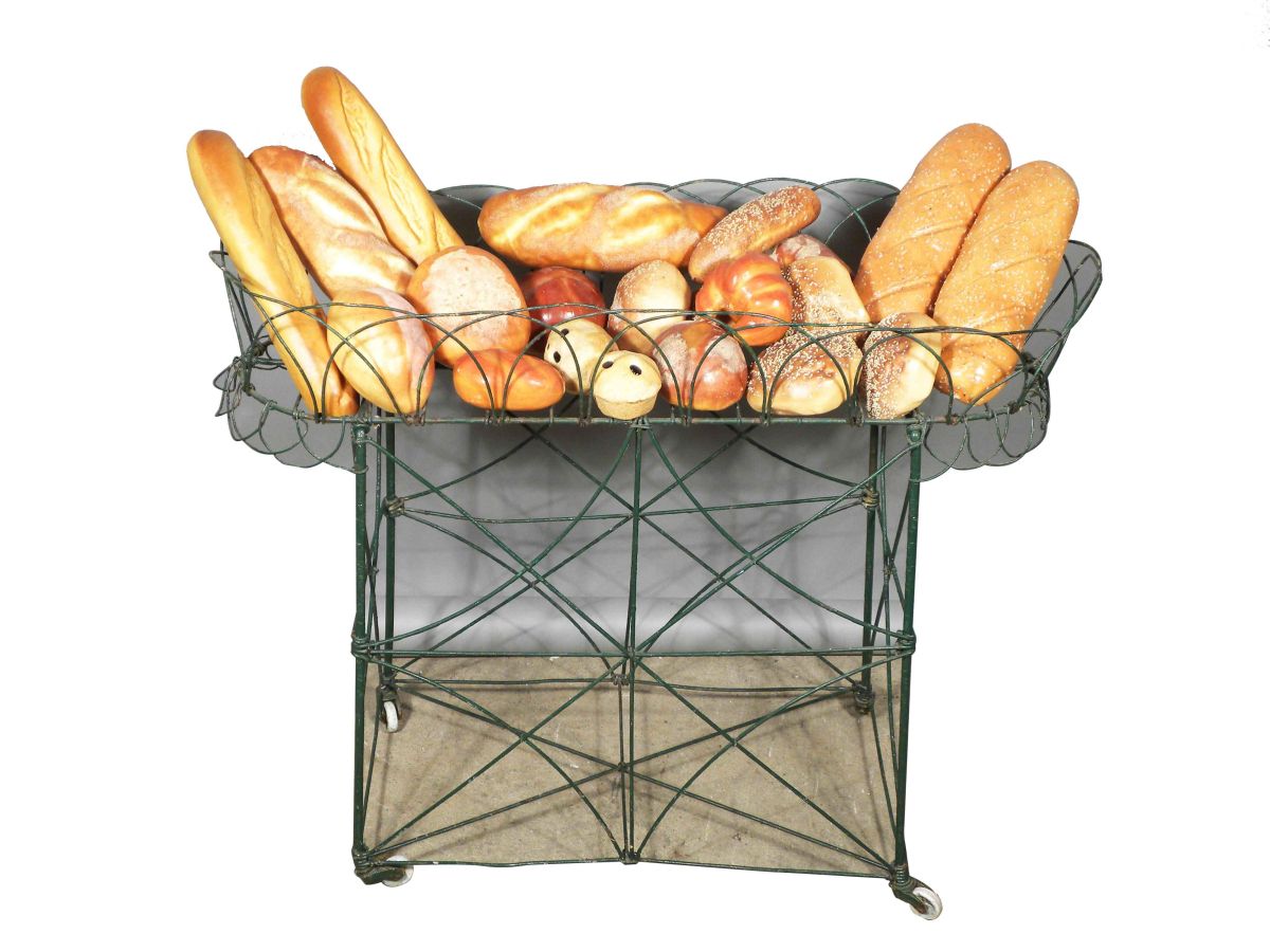 Grocery Store Wire Bread Rack on wheels