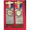 Image 1 : Two Red Jacket Fireman's Muster Ribbon Badges