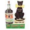 Image 1 : Rare Thomas Inks Black Cat Die Cut Embossed Tin Sign