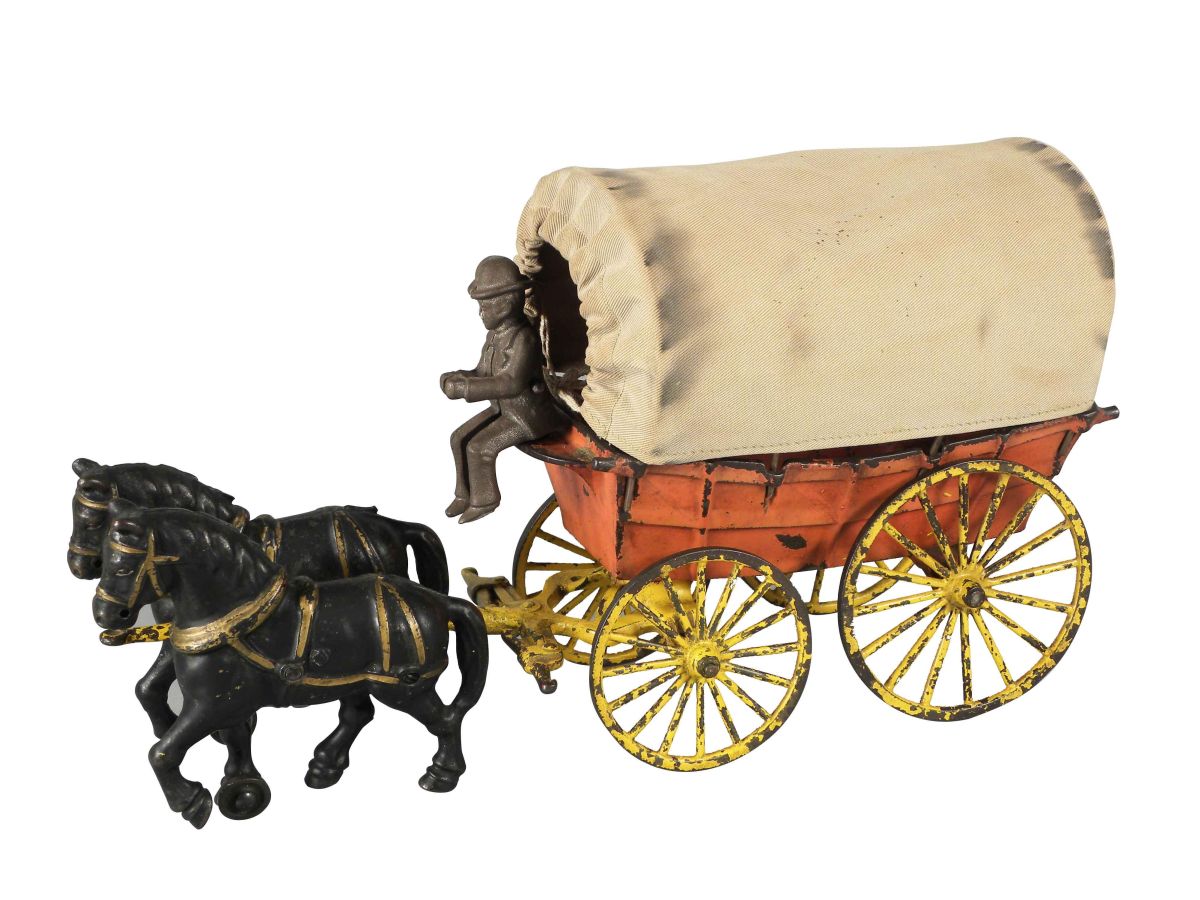 Early 1900 Conestoga Cast Iron Toy Covered Wagon