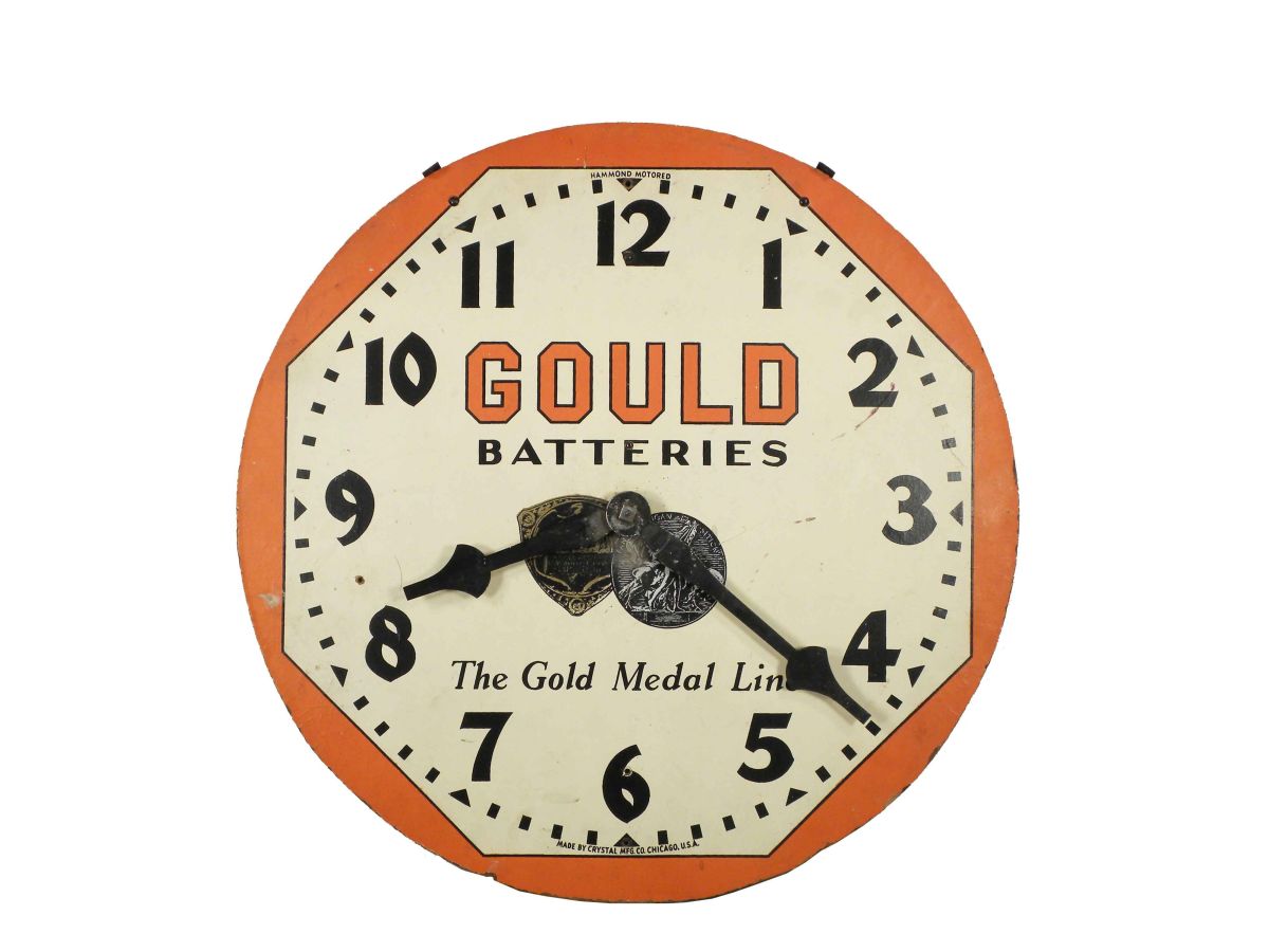 Gould Batteries, "The Gold Medal Line" Clock Face