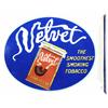 Velvet & Piedmont Tobacco Die Cut Tin Flange Sign