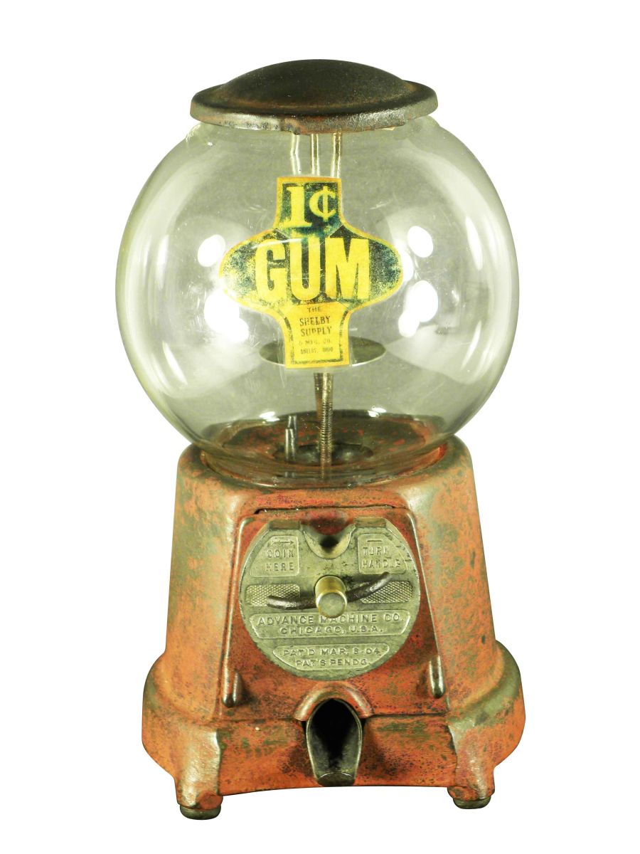 First Gumball Machine Rare 1904 Advance Cast Iron Gumball Machine