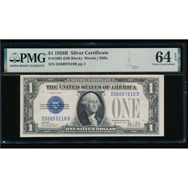 1928B $1 Silver Certificate PMG 64EPQ