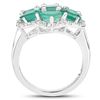 Image 2 : Plated Rhodium 3.08ctw Emerald and White Zircon Ring