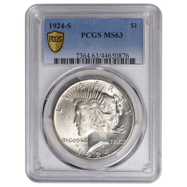 1924-S $1 Peace Silver Dollar PCGS MS63