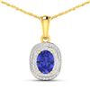 Image 1 : 14KT Yellow Gold 1.09ct Tanzanite and Diamond Pendant with Chain