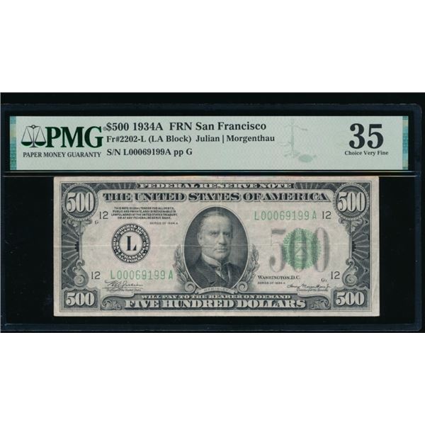 1934A $500 San Francisco FRN PMG 35