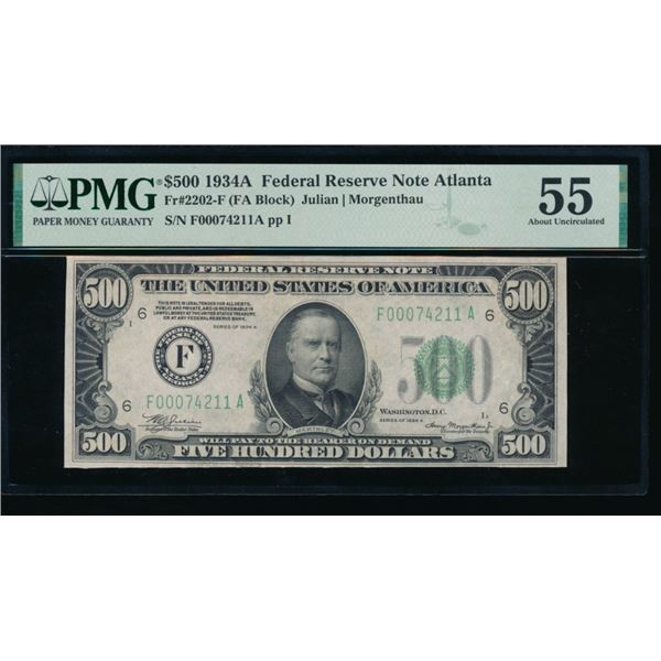 1934A $500 Atlanta FRN PMG 55