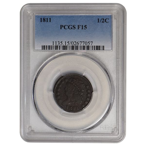 1811 Classic Head Half Cent PCGS F15