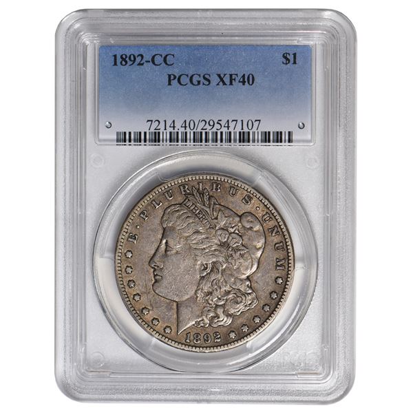 1892-CC $1 Morgan Silver Dollar PCGS XF40