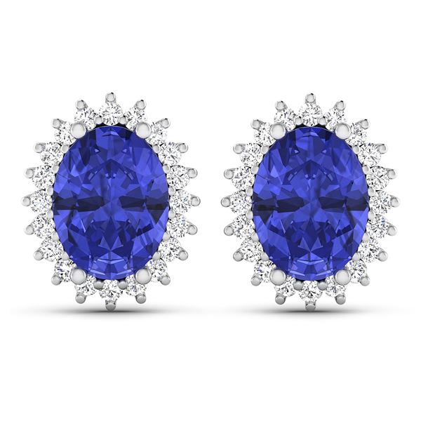 14KT White Gold 2.18ctw Tanzanite and Diamond Earrings