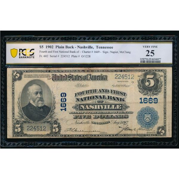 1902 $5 Nashville TN National PCGS 25