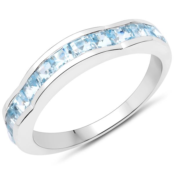 Plated Rhodium2.25ctw Blue Topaz Ring