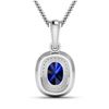 Image 2 : 14KT White Gold 1.3ct Blue Sapphire and Diamond Pendant with Chain
