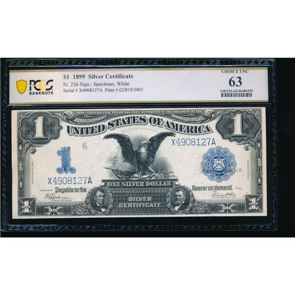1899 $1 Black Eagle Silver Certificate PCGS 63