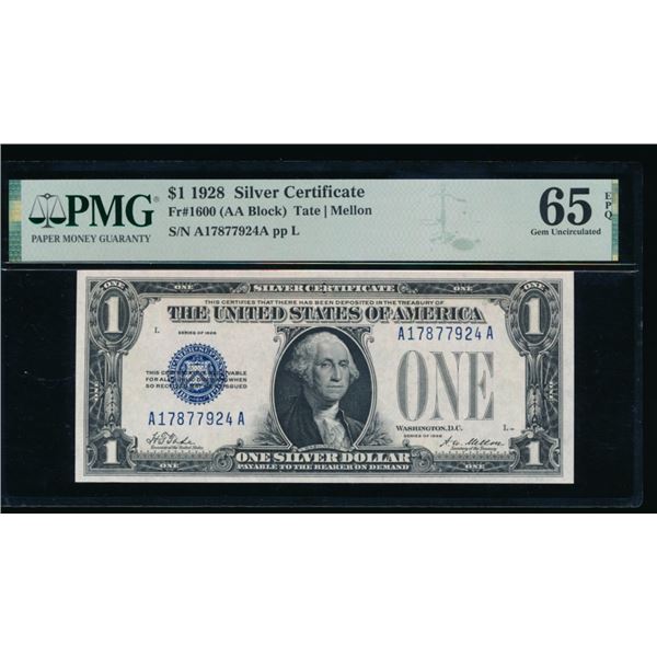 1928 $1 Silver Certificate PMG 65EPQ