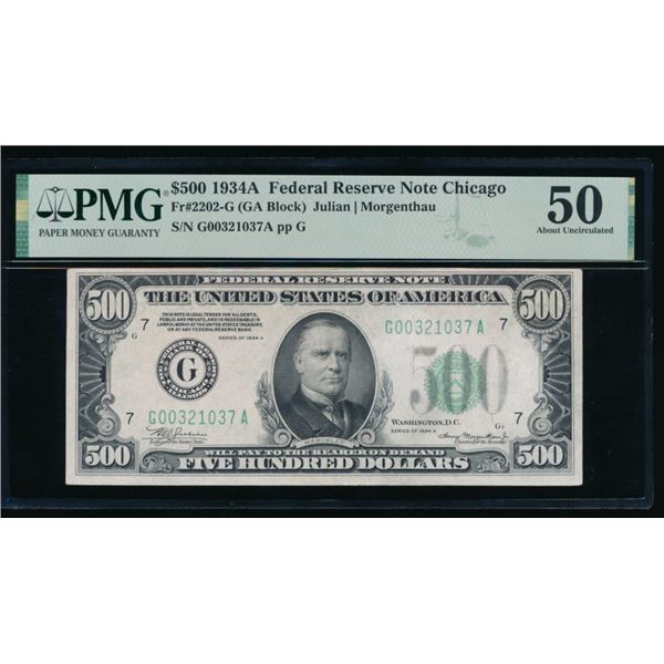 1934A $500 Chicago FRN PMG 50