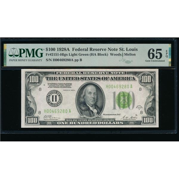 1928A $100 St Louis FRN PMG 65EPQ