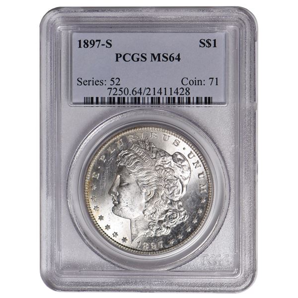 1897-S $1 Morgan Silver Dollar PCGS MS64