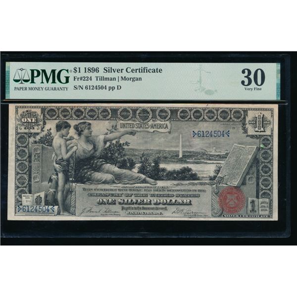 1896 $1 Educational Silver Certificate PCGS 30