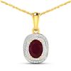 Image 1 : 14KT Yellow Gold 1.5ct Ruby and Diamond Pendant with Chain