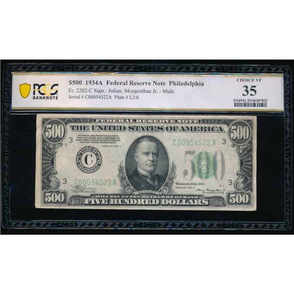 1934A $500 Philadelphia FRN PCGS 35