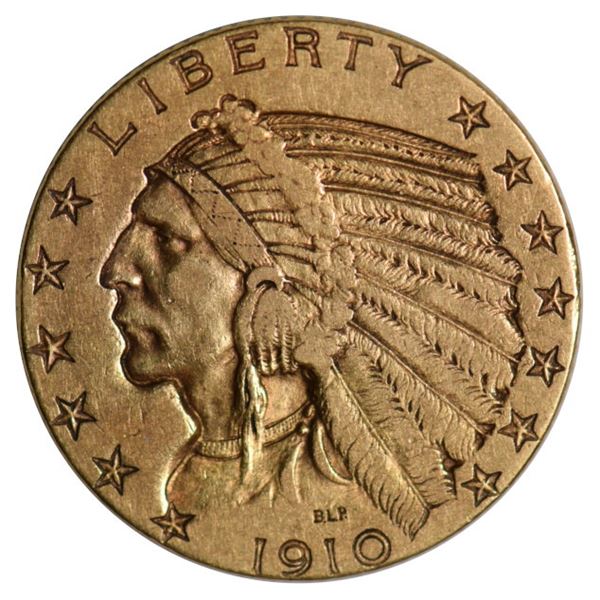 1910-S $5 Indian Head Half Eagle Gold Coin
