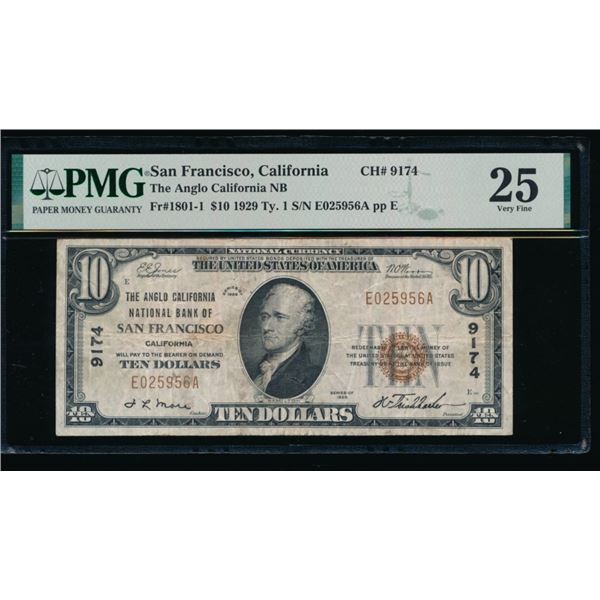 1929 $10 San Francisco CA National PMG 25