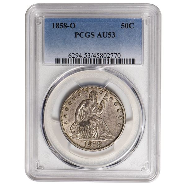 1858-O Seated Liberty Half Dollar PCGS AU53