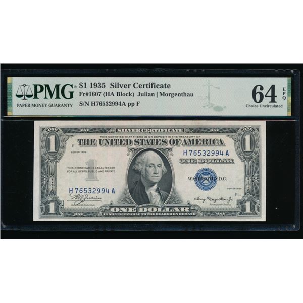 1935 $1 Silver Certificate PMG 64EPQ