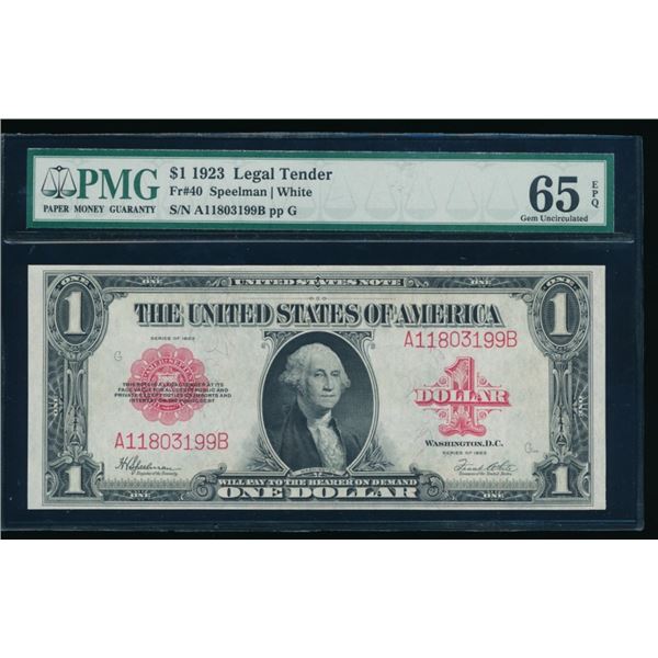 1923 $1 Legal Tender Note PMG 65EPQ