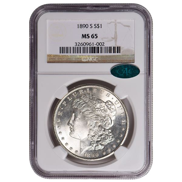 1890-S $1 Morgan Silver Dollar NGC MS65 CAC