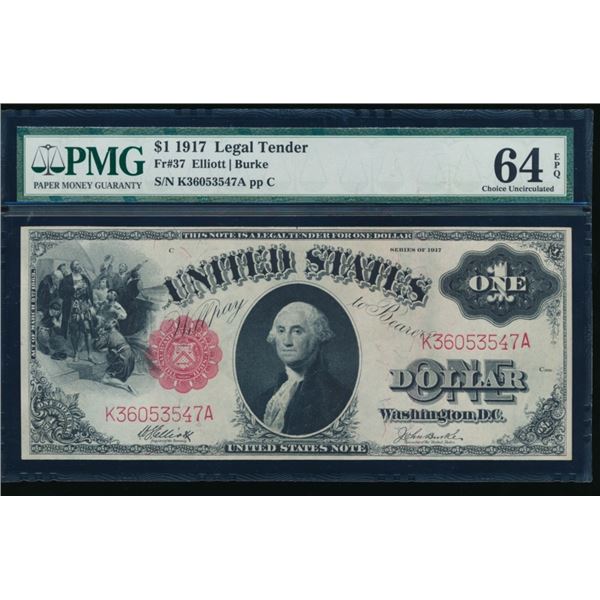 1917 $1 Legal Tender Note PMG 64EPQ