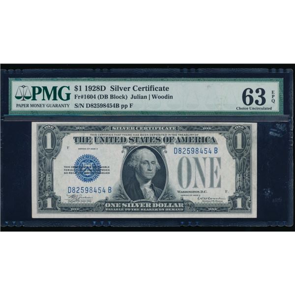 1928D $1 Silver Certificate PMG 63EPQ