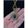 Image 3 : Lovely Vintage Large Genuine Blue Saphire Pendant w/Chain